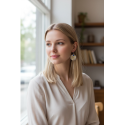 Cercei din piele naturală și lut polimeric.