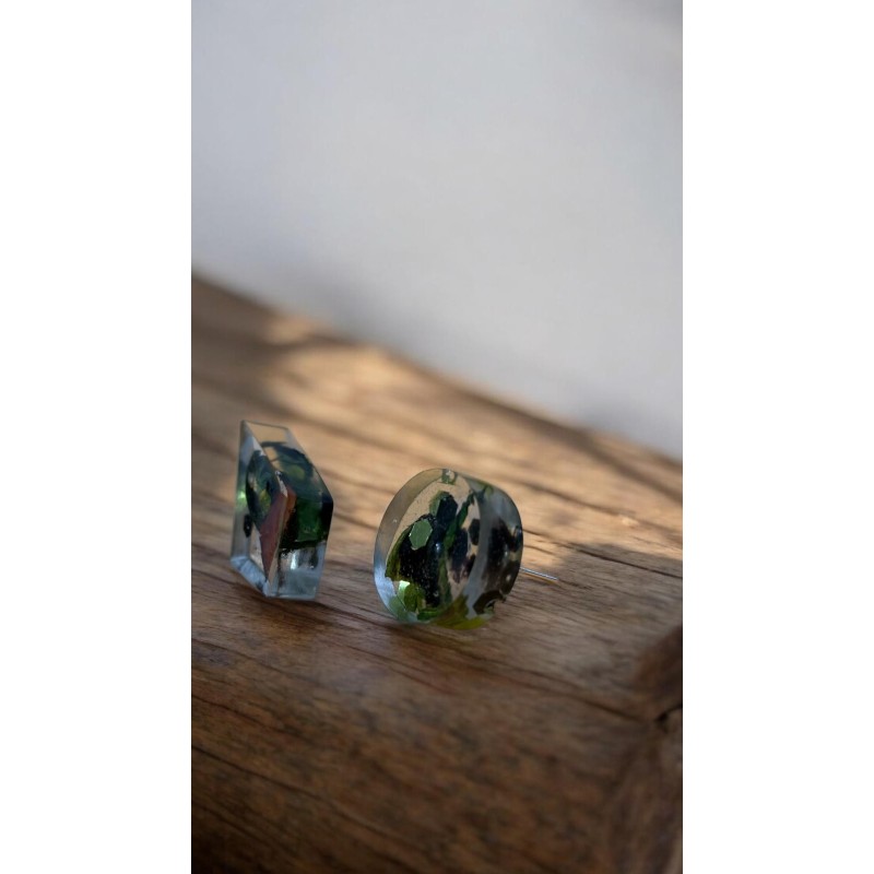 Cercei cu flori uscate în rășină